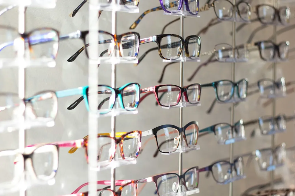 Wall display of eyeglass frames