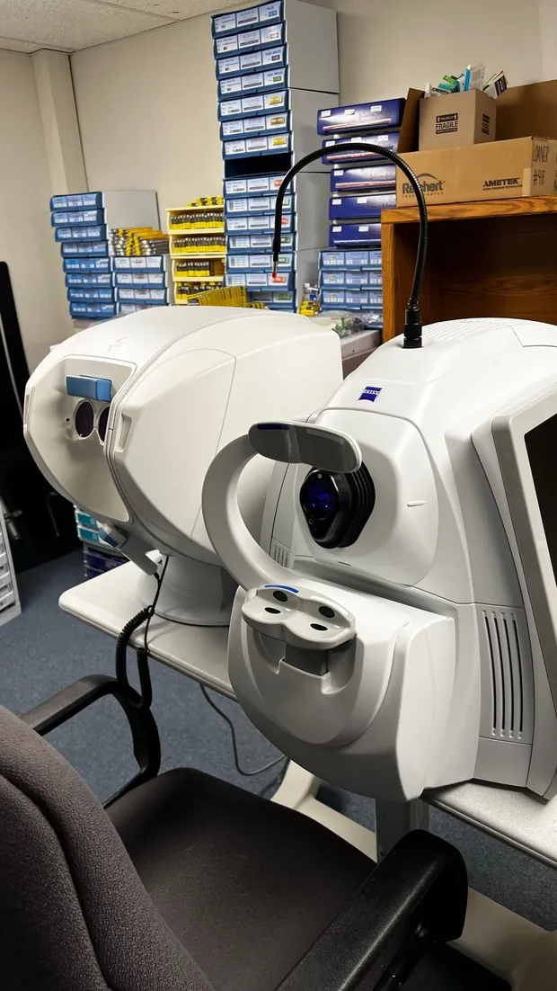 Visual field and OCT testing machines in the exam room